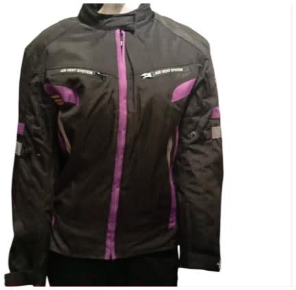 chaqueta moto mujer negro morado1