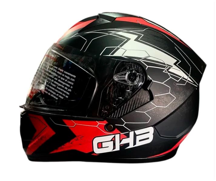 Casco Integral GHB M-67 Negro rojo detalles gris1