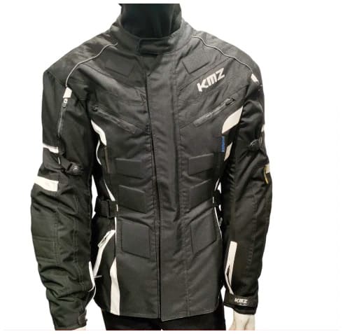 Chaqueta De Moto kmz negra reflectores blanco1