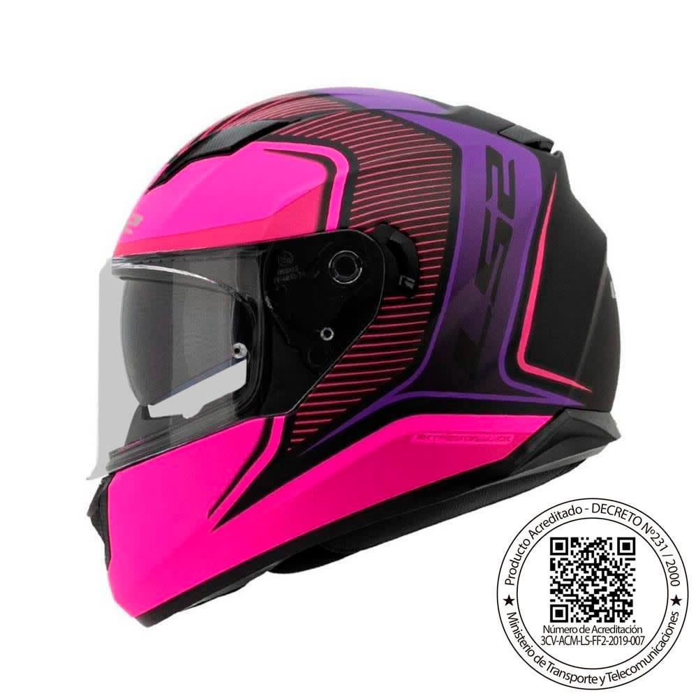 Casco Integral Ls2 Ff320 Stream Evo Flaux Negro Fucsia Matte1