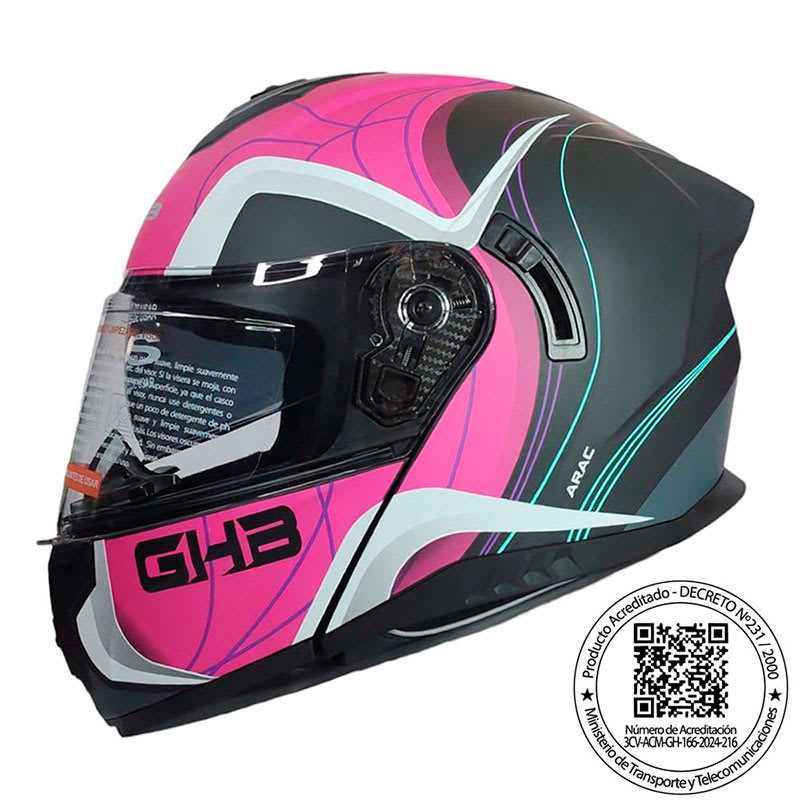 casco ghb 166 abatible ARAC NEGRO ROSA1