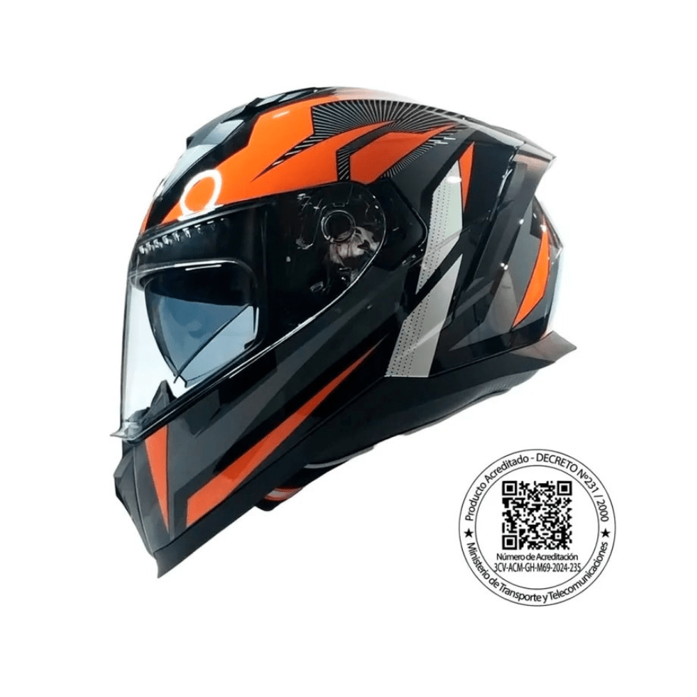 CASCO INTEGRAL GHB M-69 DEEP NEGRO NARANJA2