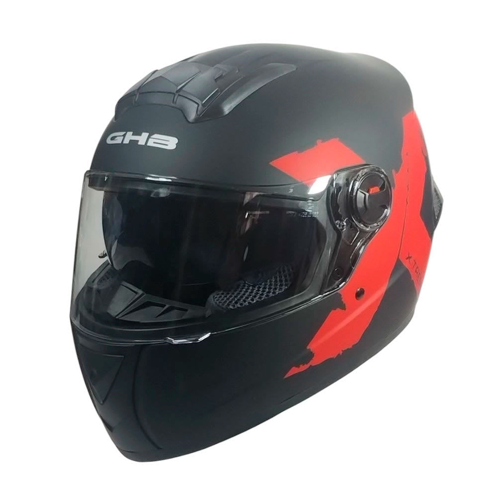 Casco ghm M-61 xtreme negro rojo mate mica negra1