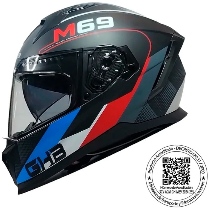 Casco Ghb M-69 STRIPES AZUL BLANCO ROJO MATTE1