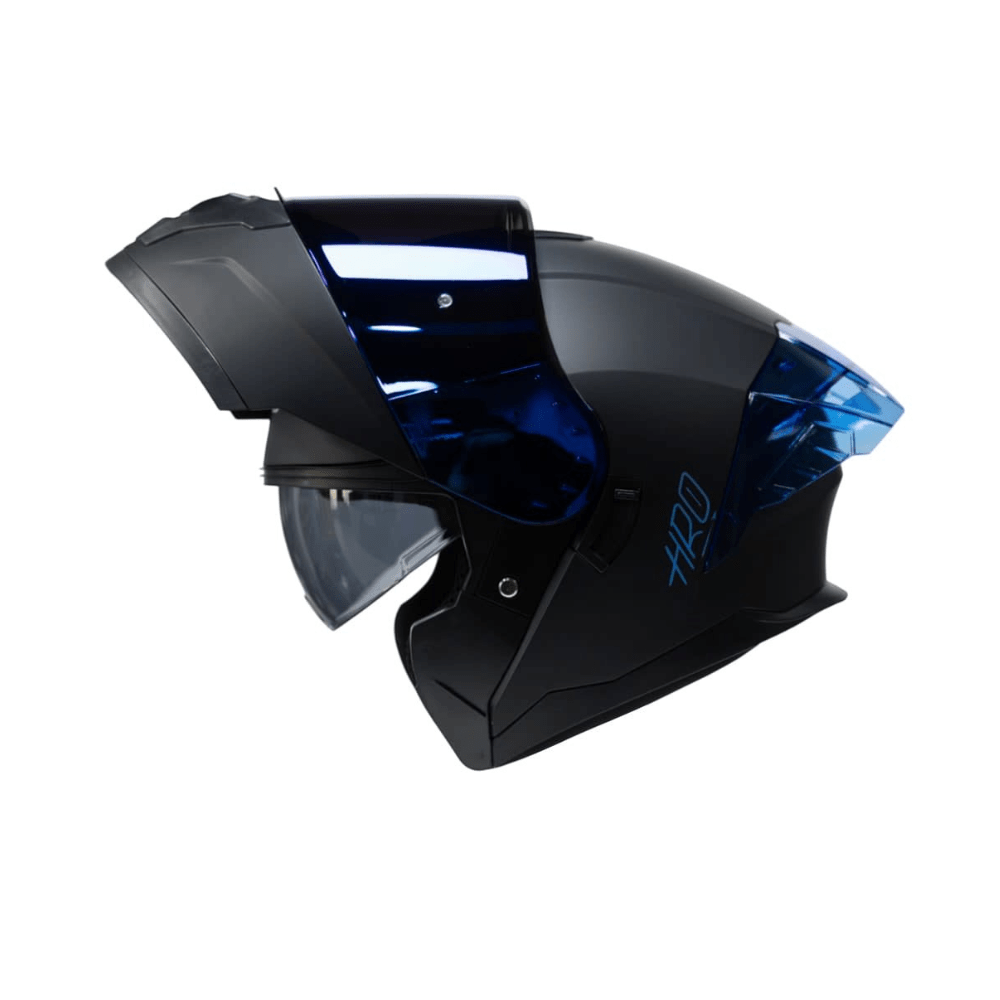 CASCO ABATIBLE HRO 3480DV SOLID CON DOBLE VISOR NEGRO Y AZUL MATE2