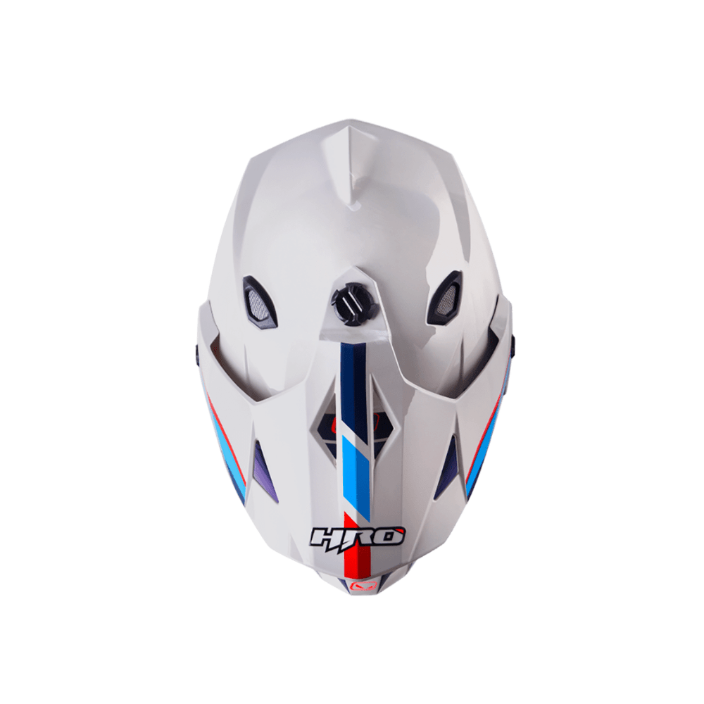 CASCO MULTIPROPOSITO HRO MX-330DV DOWNHILL CON DOBLE VISOR AZUL Y BLANCO3
