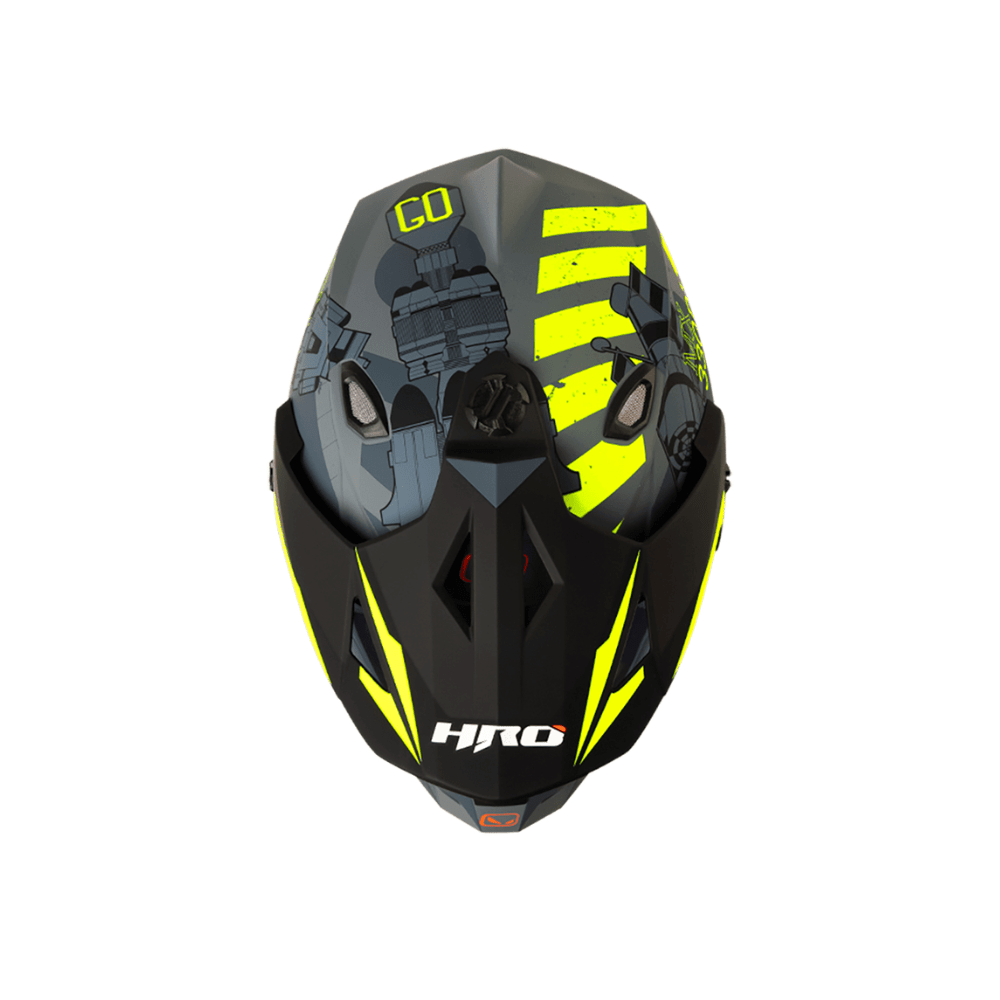 CASCO MUTIPROPOSITO HRO MX-330DV DOWNHILL CON DOBLE VISOR GRIS AMARILO3