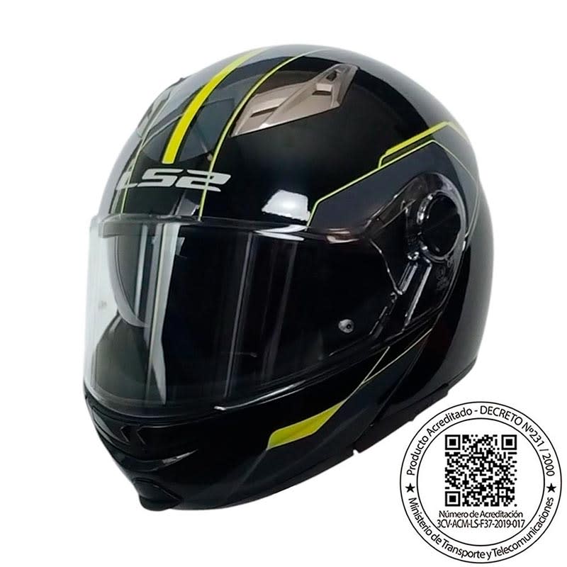 Casco Abatible Ls2 Ff370 SHADOW NEGRO AMARILLO1
