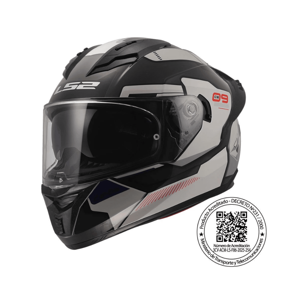 CASCO PARA MOTO LS2 FF806 FUSION CE-09 NEGRO GRIS MATE CON VISOR SOLAR1