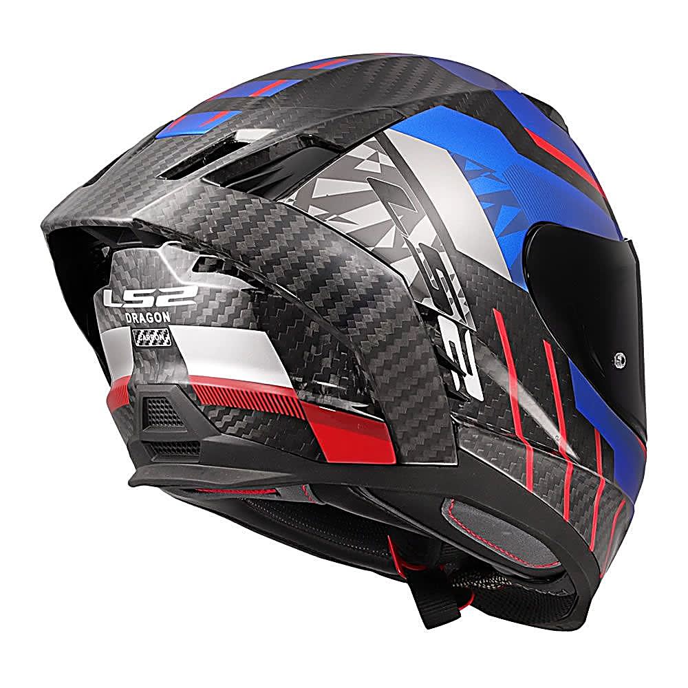 CASCO LS2 FF807 DRAGON C TRAX AZUL ROJO | CARBONO CERTIFICADO ECE 22.062