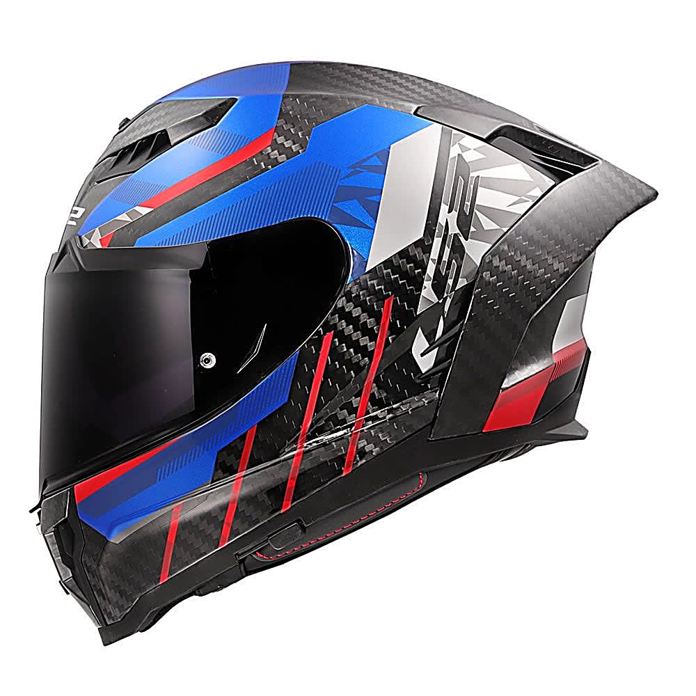 CASCO LS2 FF807 DRAGON C TRAX AZUL ROJO | CARBONO CERTIFICADO ECE 22.063