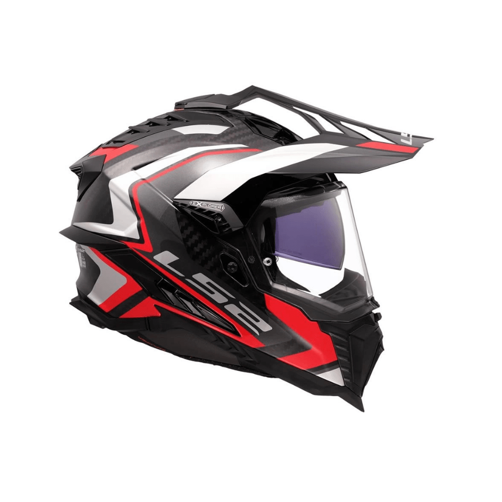 CASCO PARA MOTO LS2 MX701 EXPLORER CARBONO FRONTIER II MULTIPROPÓSITO ROJO MATE3