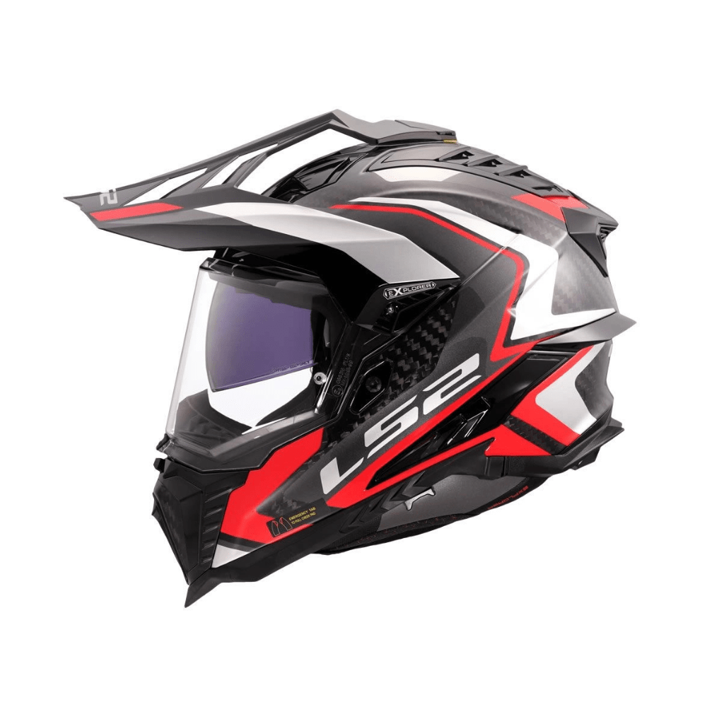 CASCO PARA MOTO LS2 MX701 EXPLORER CARBONO FRONTIER II MULTIPROPÓSITO ROJO MATE2