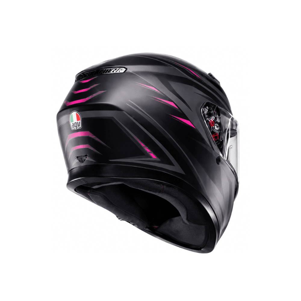 CASCO AGV K3 (2023) SYTH NEGRO Y FUCSIA CON VISOR SOLAR4