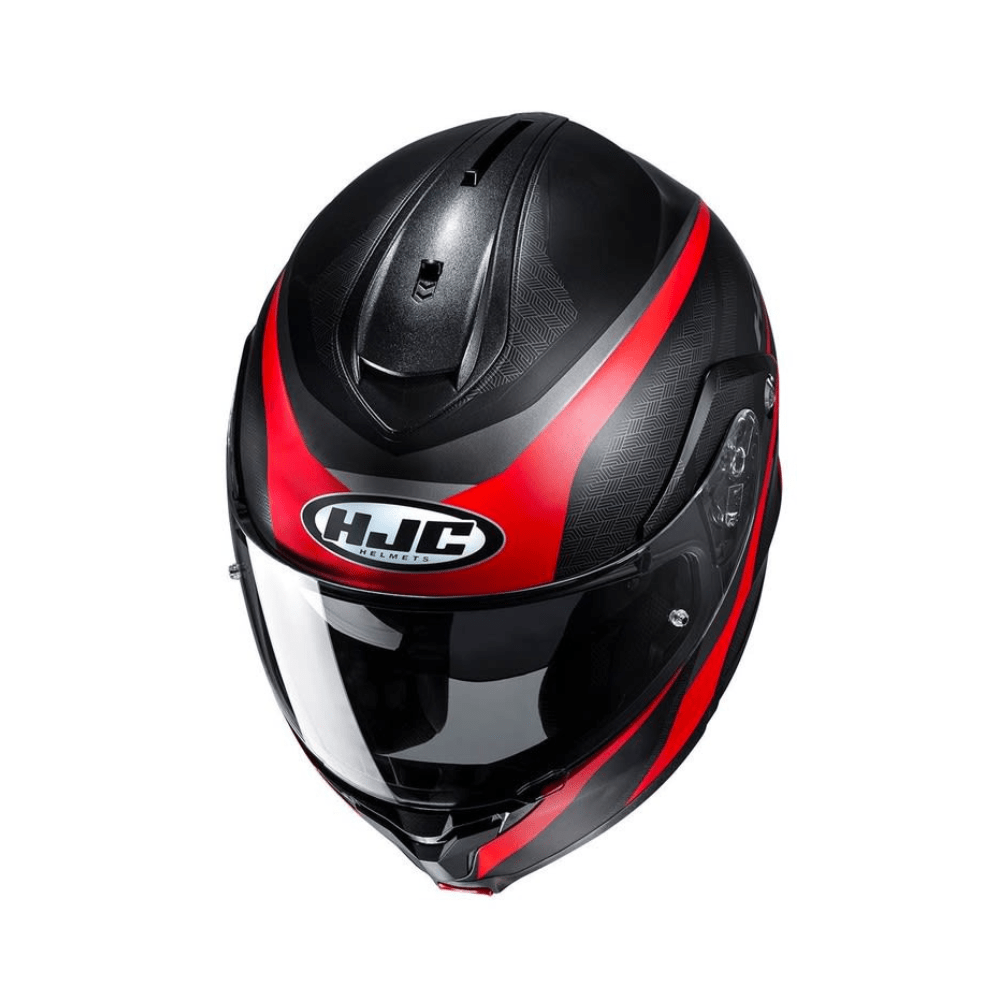 CASCO ABATIBLE HJC C91 TALY MC1SF CON VISOR SOLAR NEGRO ROJO2