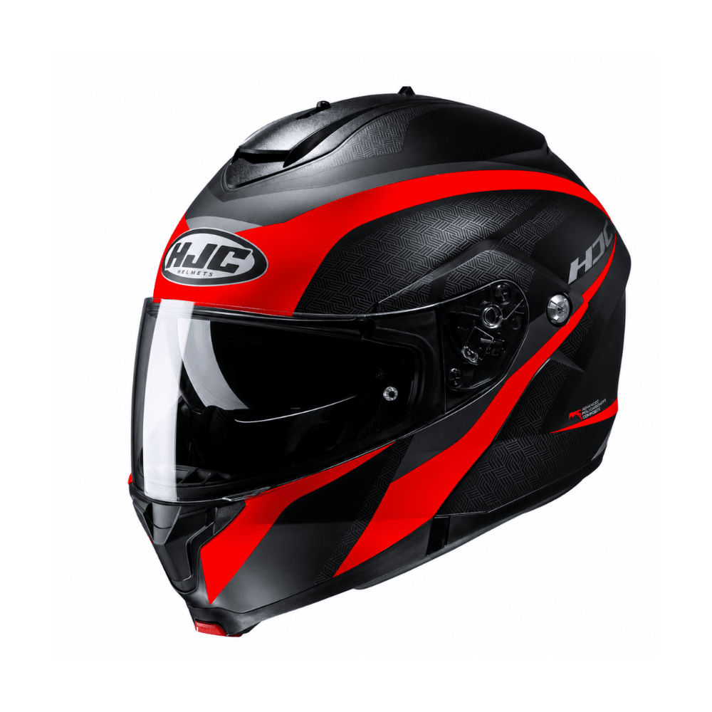 CASCO ABATIBLE HJC C91 TALY MC1SF CON VISOR SOLAR NEGRO ROJO1