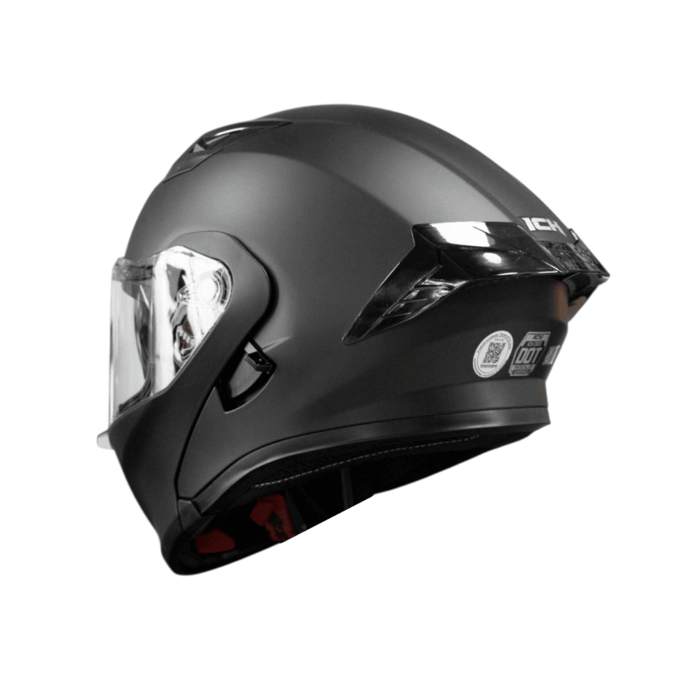 CASCO PARA MOTO ICH 3120 SOLID NEGRO OPACO ABATIBLE CON DOBLE VISOR2