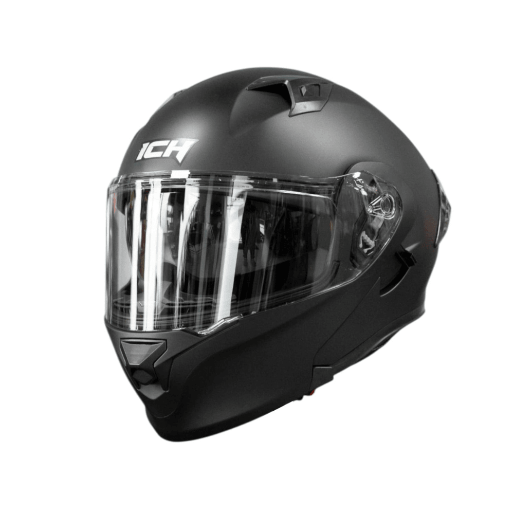 CASCO PARA MOTO ICH 3120 SOLID NEGRO OPACO ABATIBLE CON DOBLE VISOR1