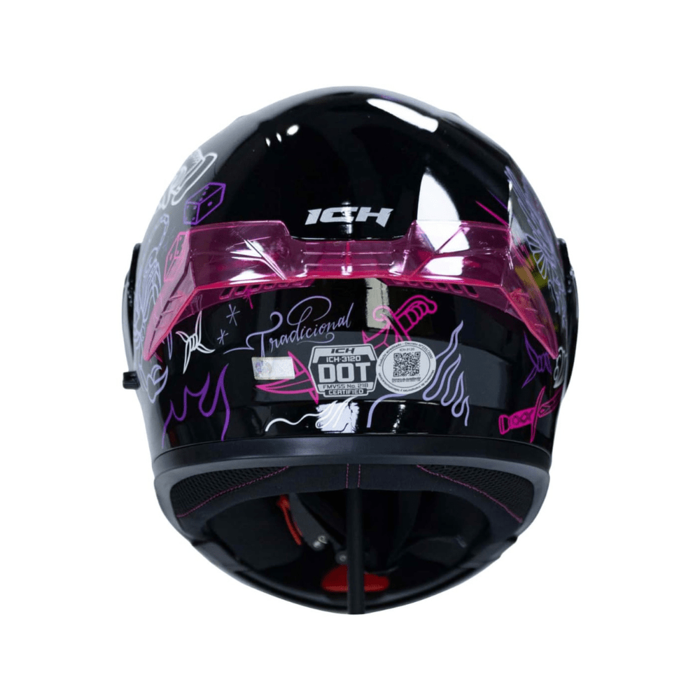 CASCO PARA MOTO ICH 3120 TRADICIONAL LILA ABATIBLE CON DOBLE VISOR3