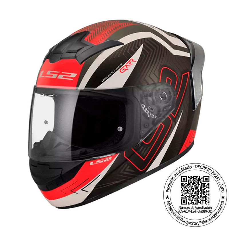 Casco Ls2 Ff352 Evo Garr Gris Blanco Rojo Mate1