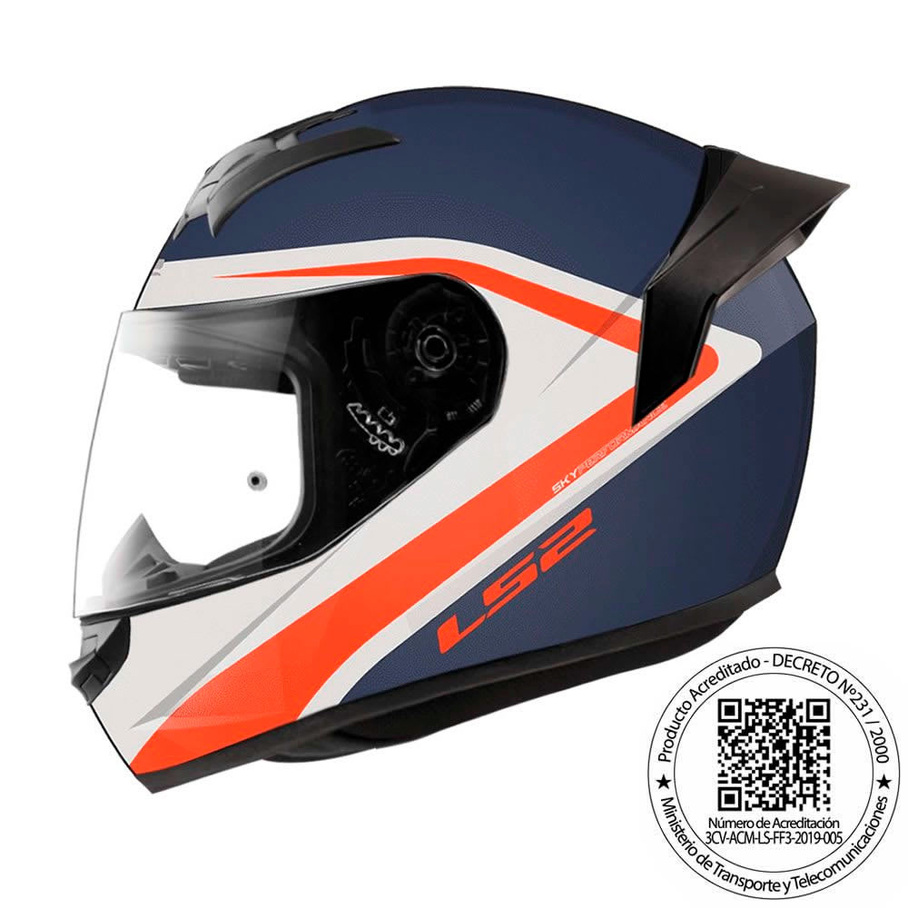 Casco Ls2 Ff352 Evo Radical Azul Mate Naranjo1