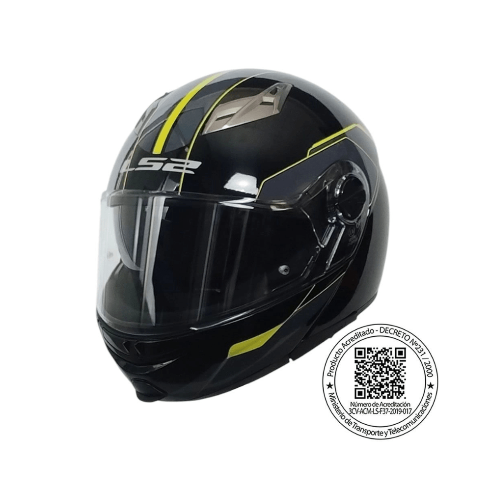 CASCO ABATIBLE PARA MOTO LS2 FF370 EASY SHADOW NEGRO AMARILLO DOBLE VISOR1