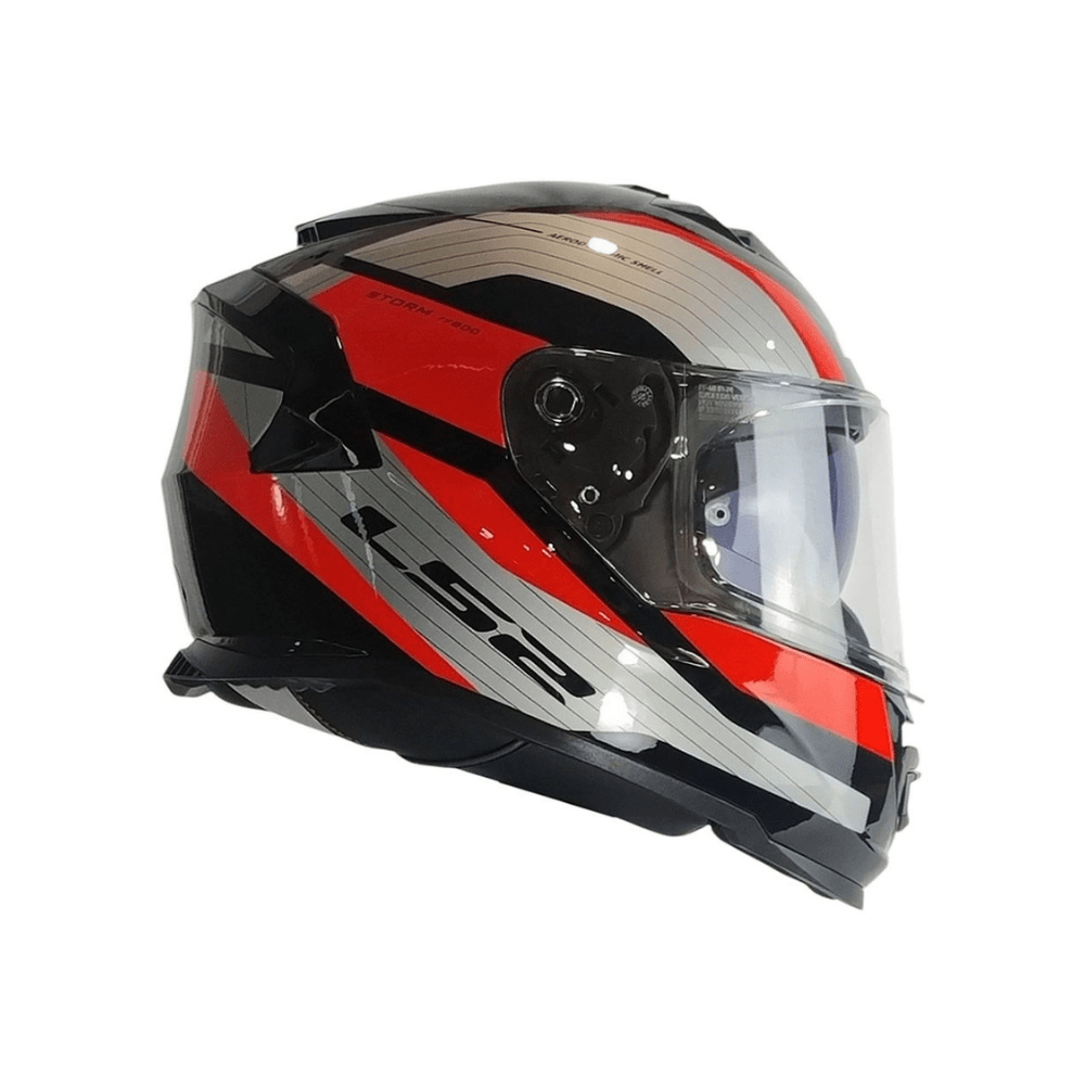CASCO PARA MOTO INTEGRAL LS2 FF800 STORM II ROCKER SILVER ROJO3