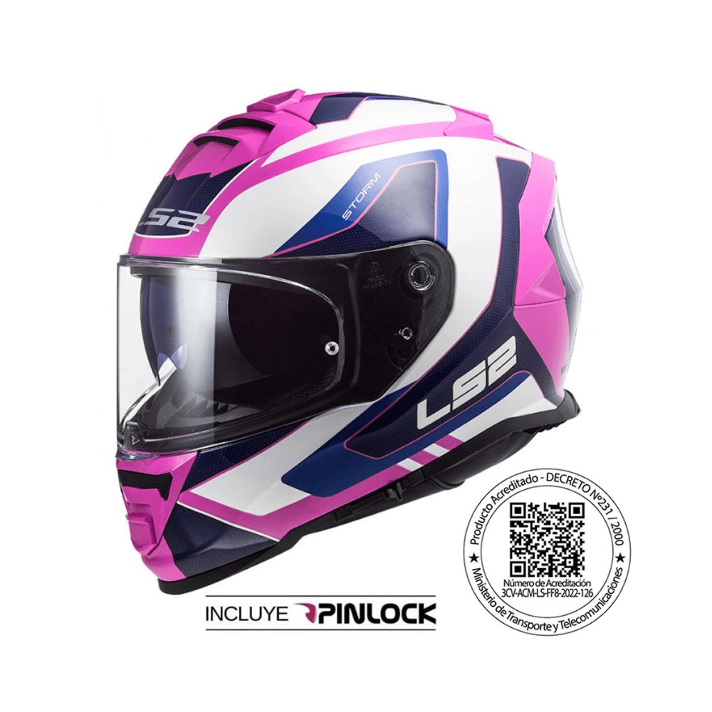 CASCO PARA MOTO LS2 FF800 STORM II TECHY BLANCO ROSA1