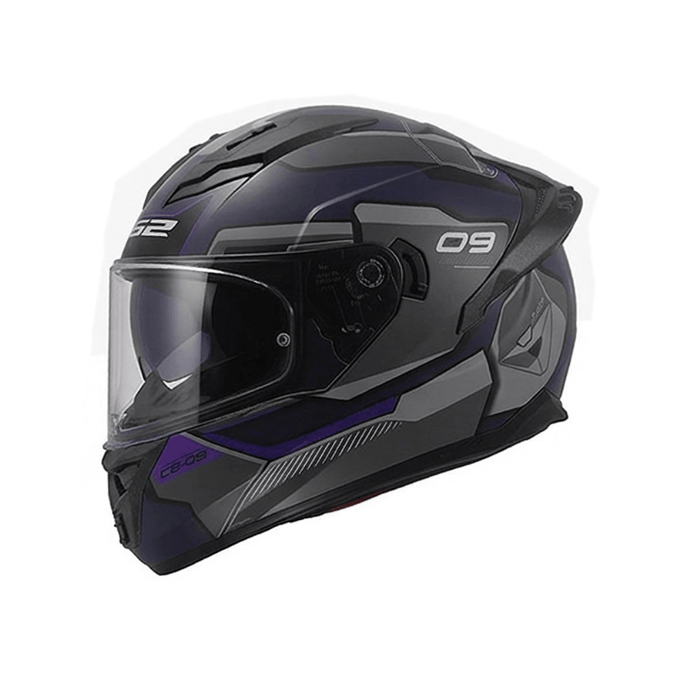 CASCO PARA MOTO LS2 FF806 FUSION CE-09 AZUL GRIS MATE CON VISOR SOLAR2