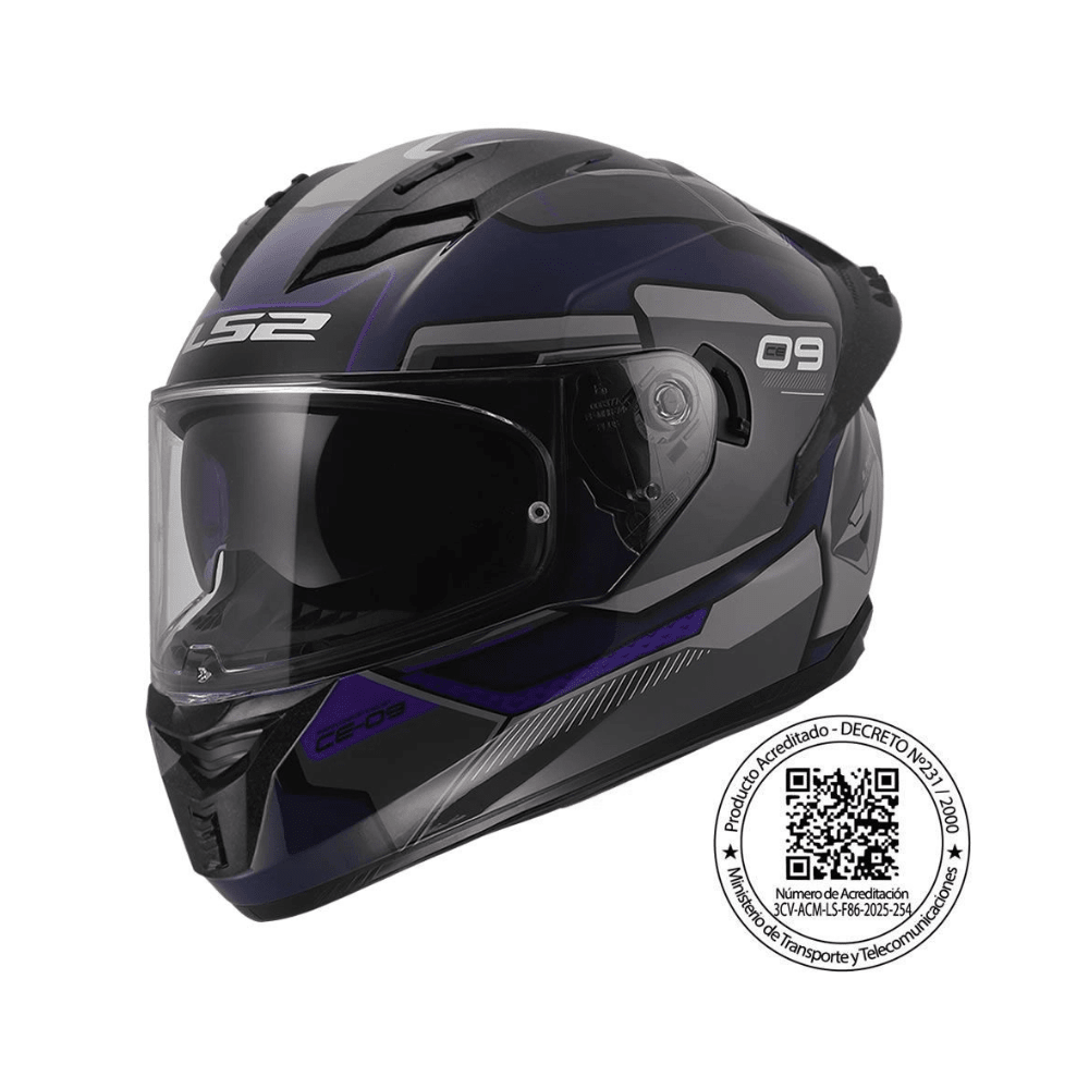 CASCO PARA MOTO LS2 FF806 FUSION CE-09 AZUL GRIS MATE CON VISOR SOLAR1