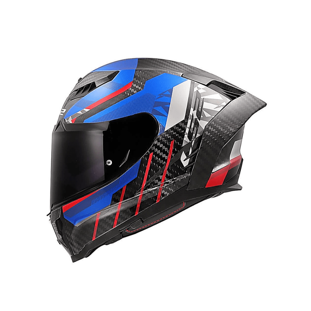 CASCO PARA MOTO LS2 FF807 DRAGON C TRAX AZUL ROJO FIBRA DE CARBONO3