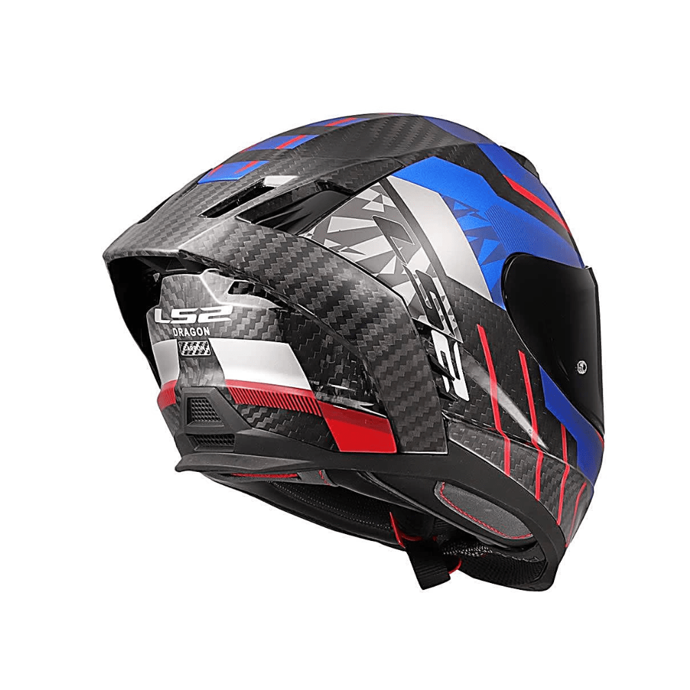 CASCO PARA MOTO LS2 FF807 DRAGON C TRAX AZUL ROJO FIBRA DE CARBONO2