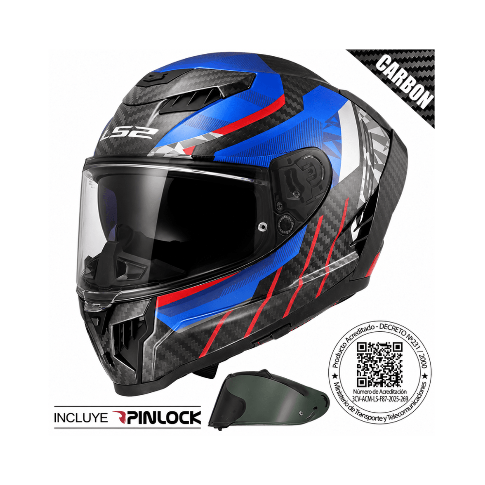 CASCO PARA MOTO LS2 FF807 DRAGON C TRAX AZUL ROJO FIBRA DE CARBONO1
