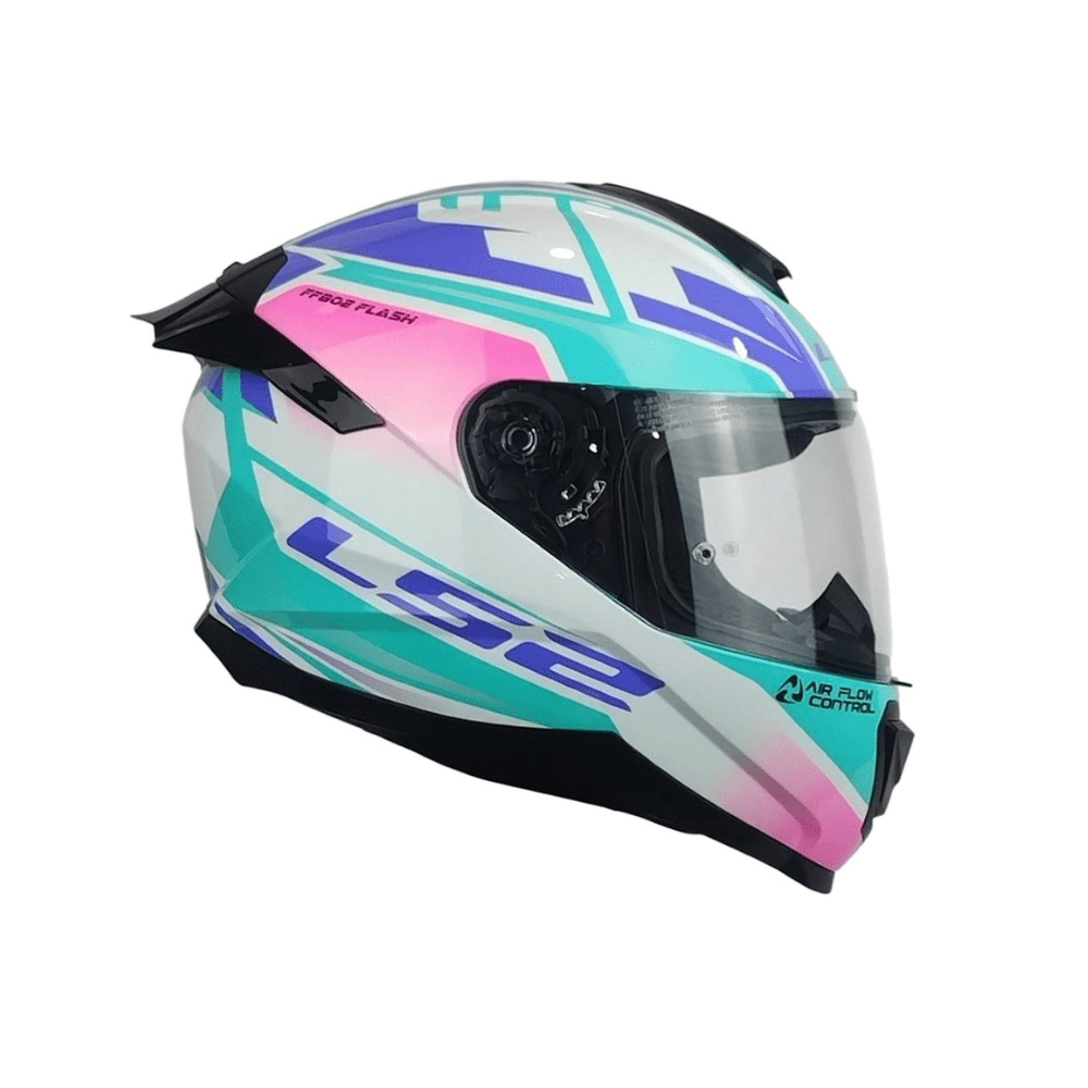 CASCO PARA MOTO INTEGRAL LS2 FF802 FLASH II IMPACT BLANCO ROSA CELESTE5
