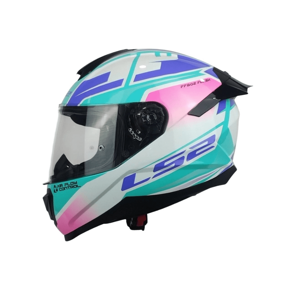 CASCO PARA MOTO INTEGRAL LS2 FF802 FLASH II IMPACT BLANCO ROSA CELESTE3