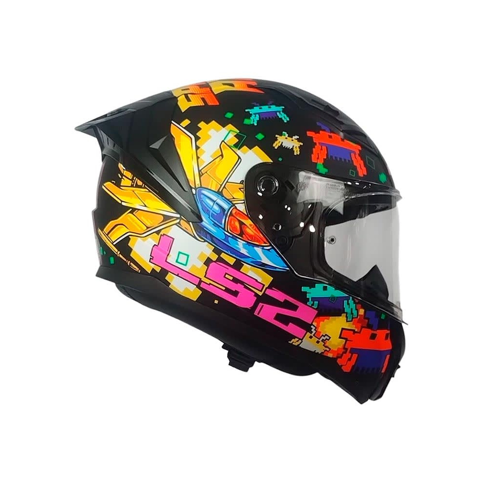 CASCO PARA MOTO LS2 FF810 VIGO SPACE ATTACK NEGRO AMARILLO ROJO MATE5