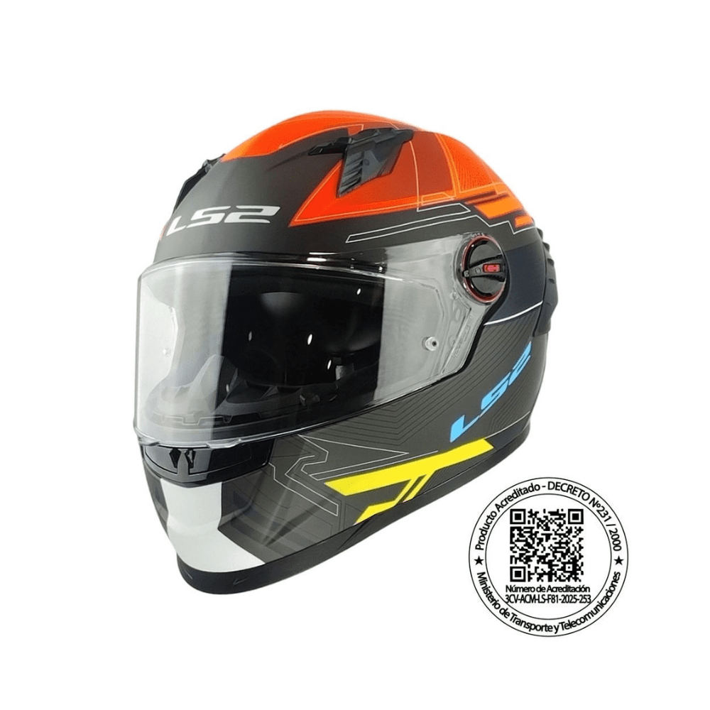 CASCO PARA MOTO LS2 FF816 COSMOS DIGITAL NEGRO NARANJO MATE1