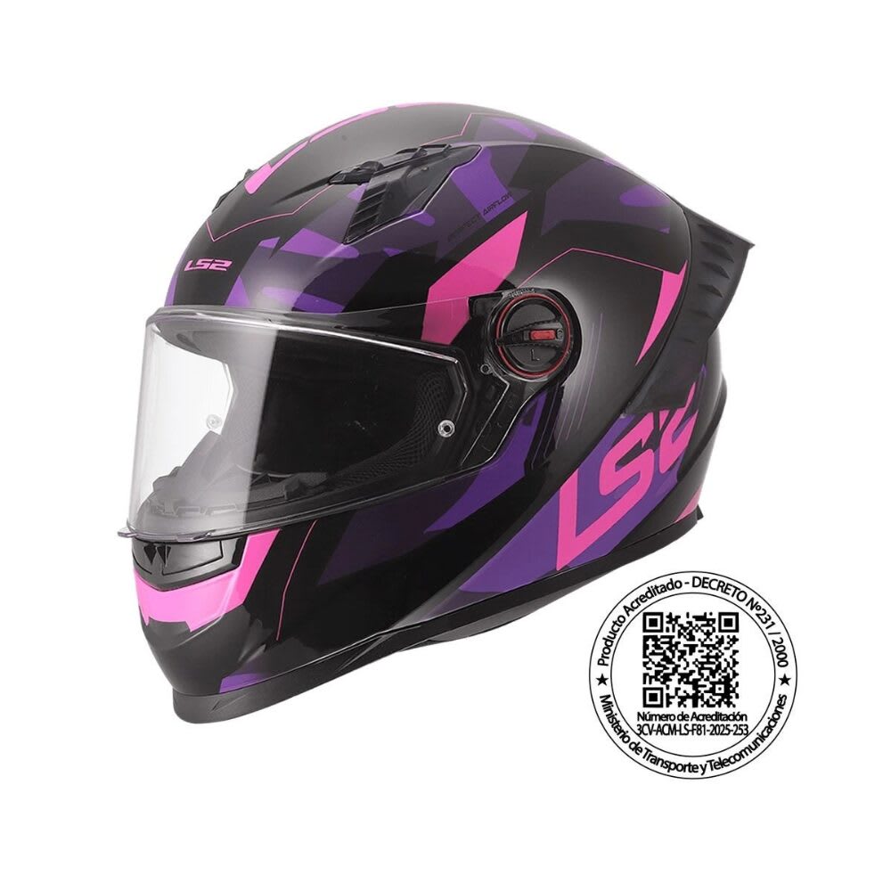 CASCO PARA MOTO LS2 FF816 COSMOS TANK CAMOX NEGRO MORADO MATE1