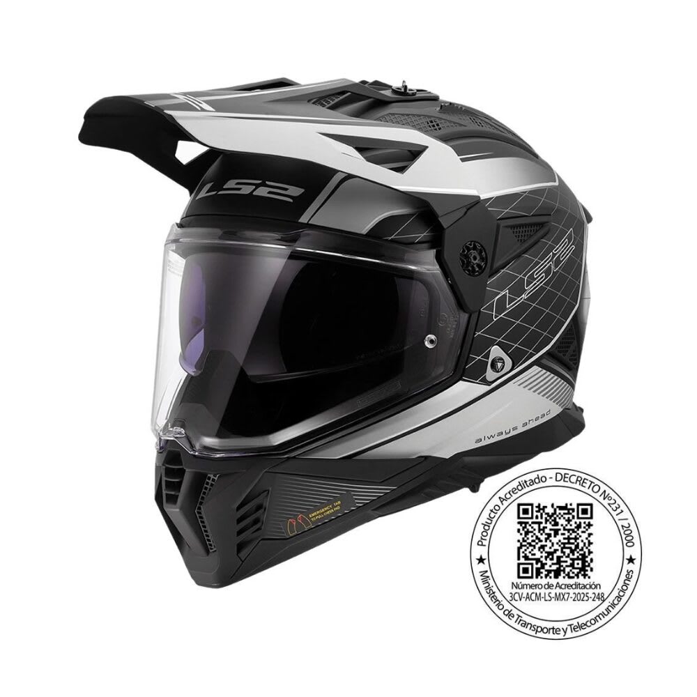 CASCO PARA MOTO LS2 MX702 PIONEER II 100 MERIDIAN NEGRO GRIS MATE1