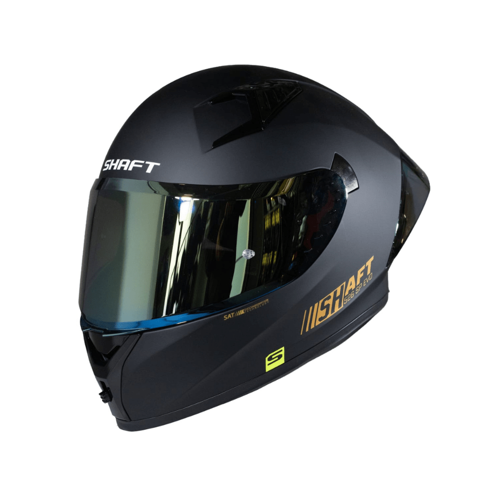 CASCO INTEGRAL PARA MOTO SHAFT 526 SP EVO SOLID NEGRO DORADO ECE 22.061