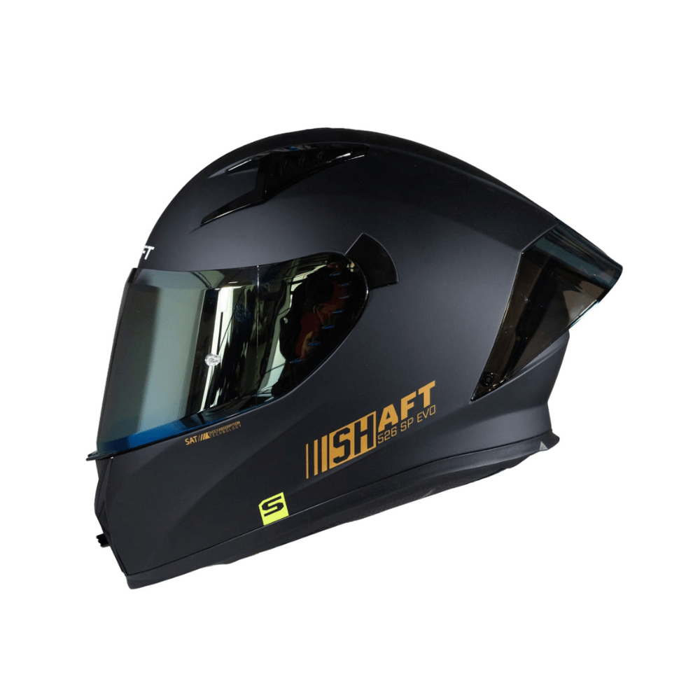 CASCO INTEGRAL PARA MOTO SHAFT 526 SP EVO SOLID NEGRO DORADO ECE 22.062