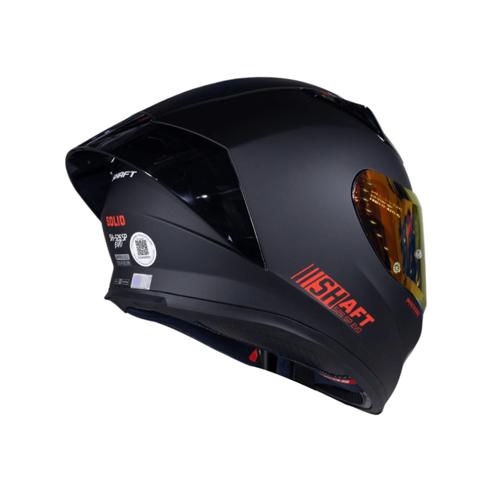 CASCO INTEGRAL PARA MOTO SHAFT 526 SP EVO SOLID NEGRO ROJO ECE 22.062