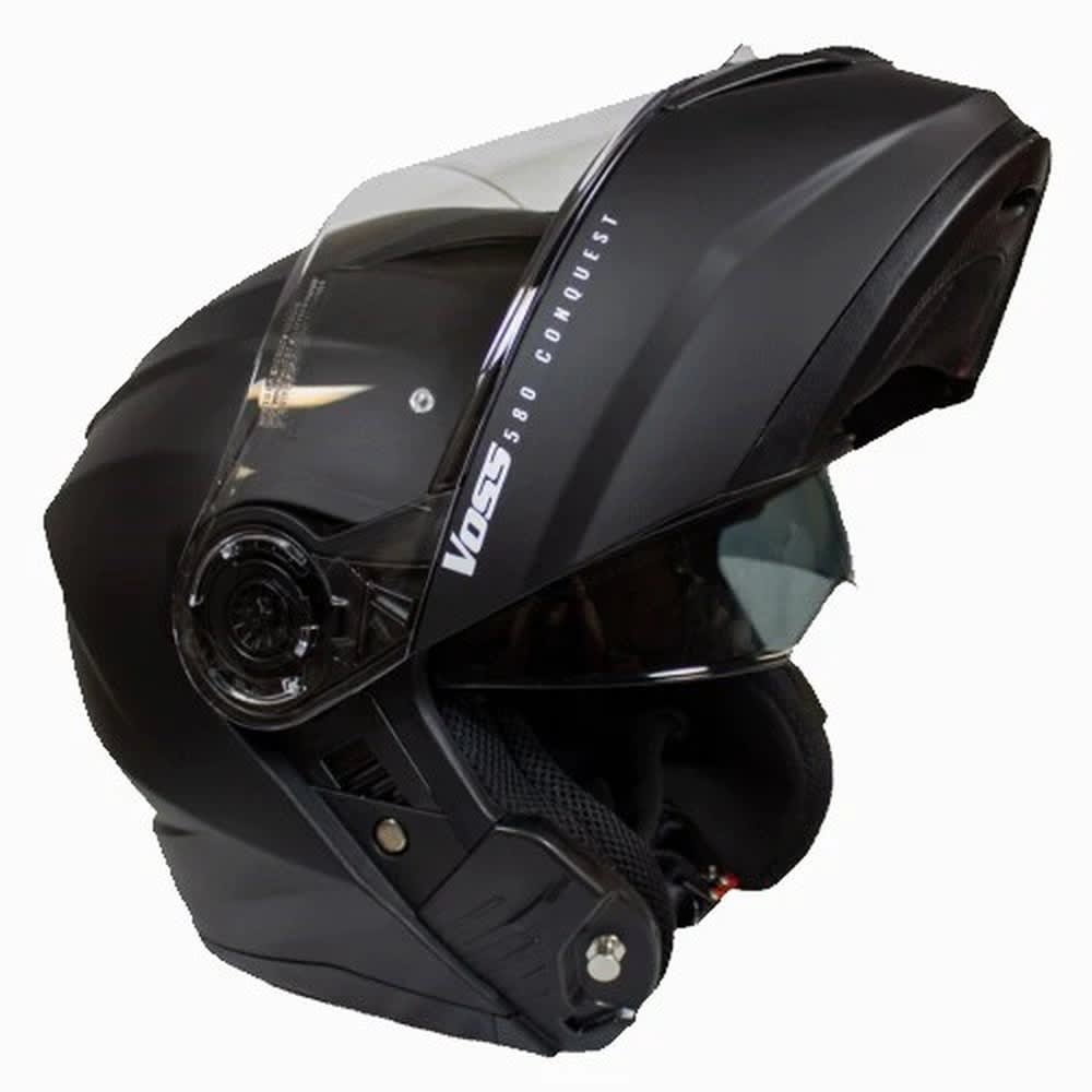 CASCO ABATIBLE VOSS 580 NEGRO | DOBLE VISOR, CERTIFICACIÓN ECE 22.05 Y DOT2