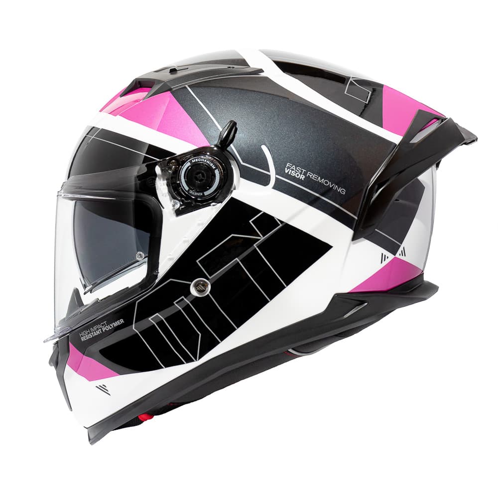 CASCO MT HELMETS BRAKER SV A8 LAB ROSA BRILLO| SEGURIDAD DE NUEVA GENERACIÓN CON VISOR SOLAR2