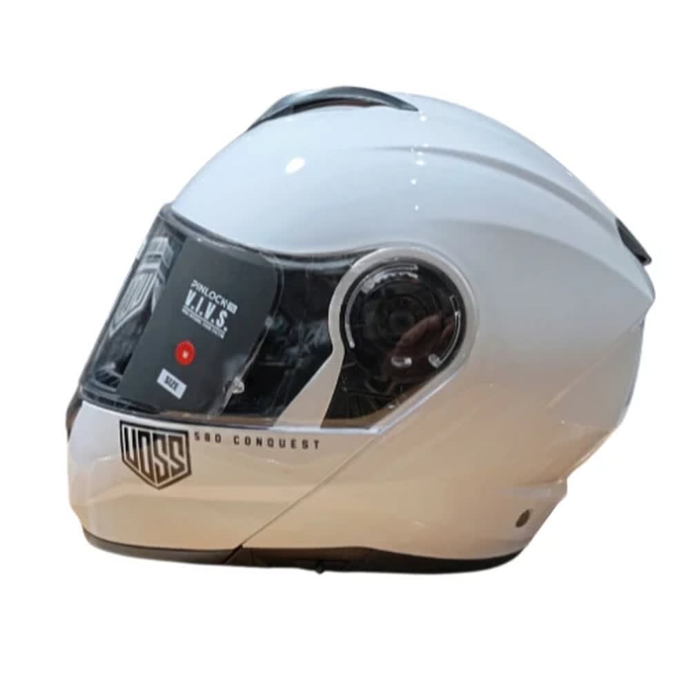 CASCO ABATIBLE VOSS 580 BLANCO | DOBLE VISOR, CERTIFICACIÓN ECE 22.05 Y DOT4