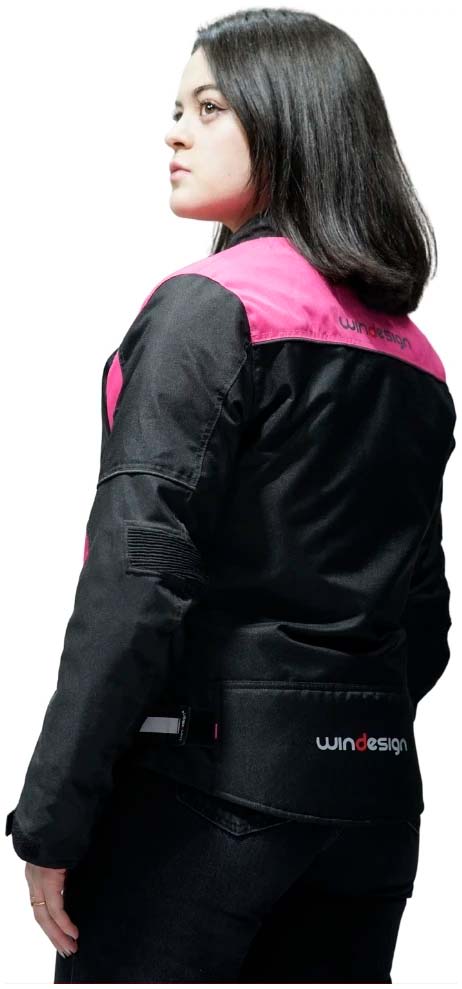 chaqueta cordura mujer negra rosa3