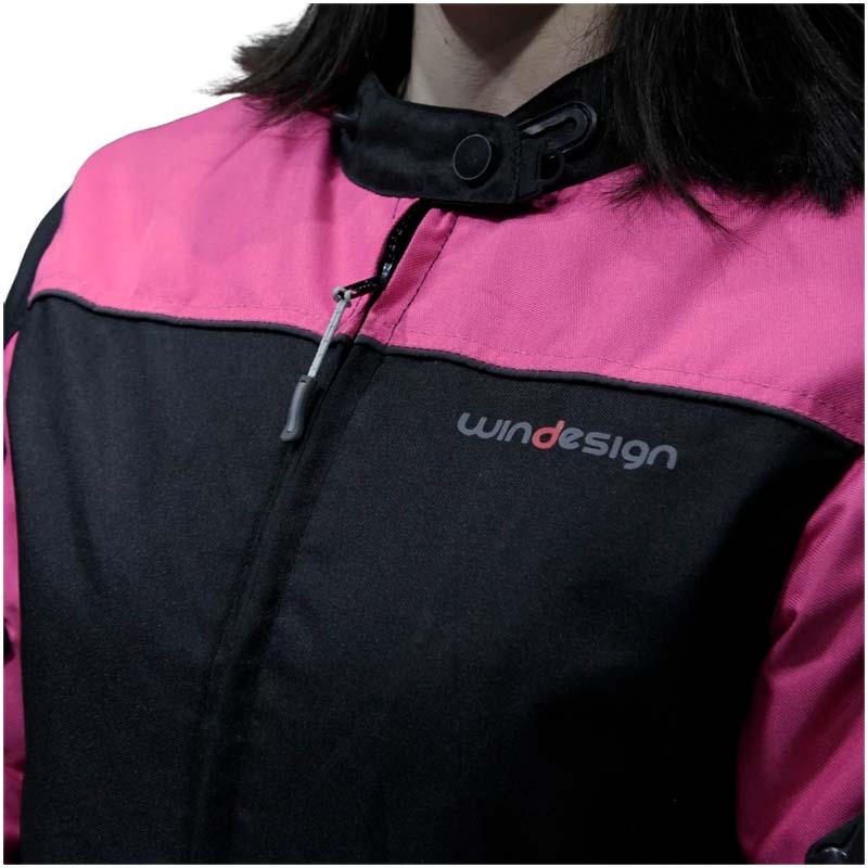 chaqueta cordura mujer negra rosa6