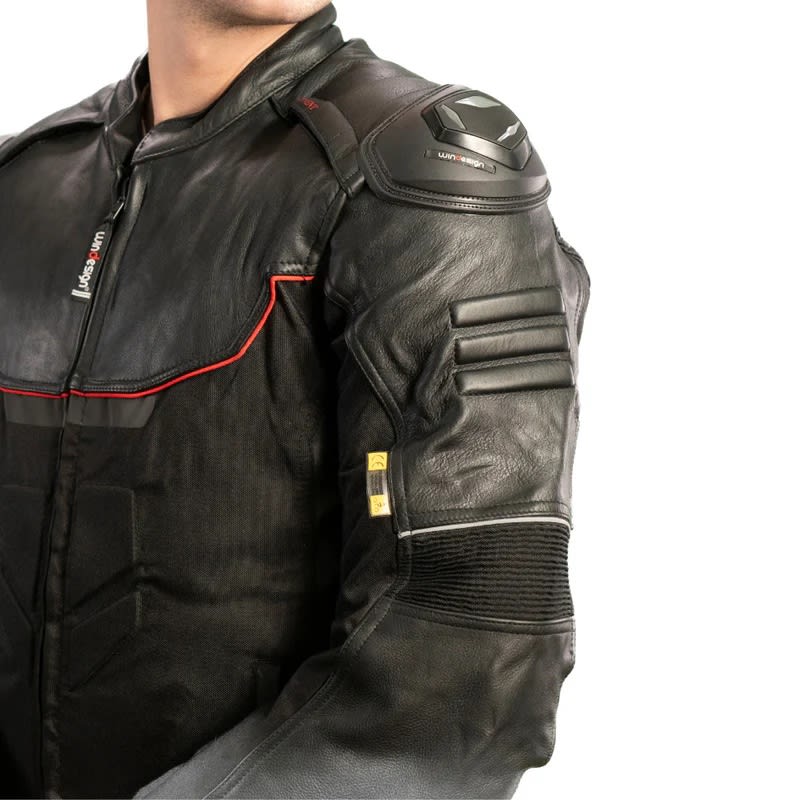 CHAQUETA CUERO CORDURA MIXTA NEGRA ROJA PARA MOTO | PROTECCIÓN, RESISTENCIA Y ESTILO DEPORTIVO5