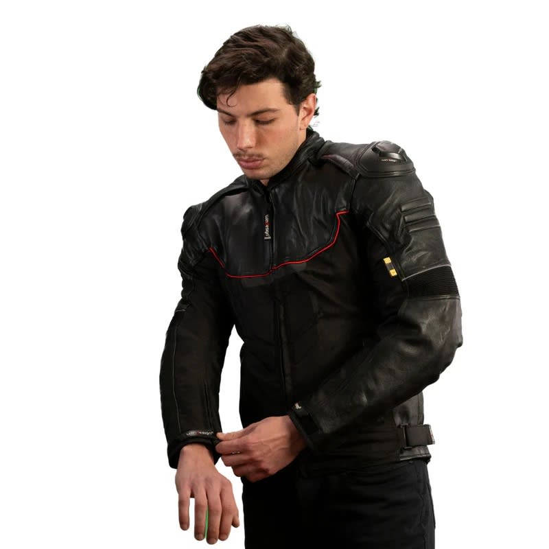 CHAQUETA CUERO CORDURA MIXTA NEGRA ROJA PARA MOTO | PROTECCIÓN, RESISTENCIA Y ESTILO DEPORTIVO6