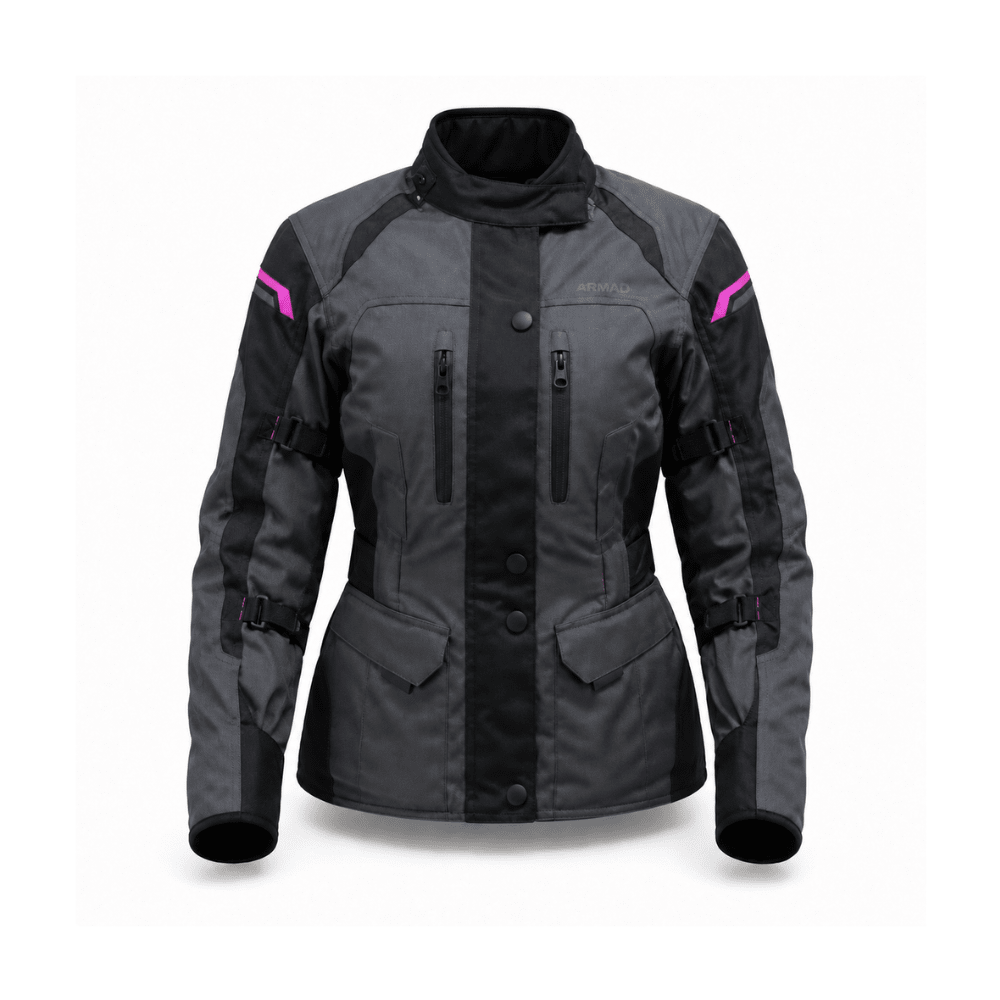 CHAQUETA PARA MOTO DE MUJER ARMAD GEAR MOONA MAXDURA NEGRA GRIS1